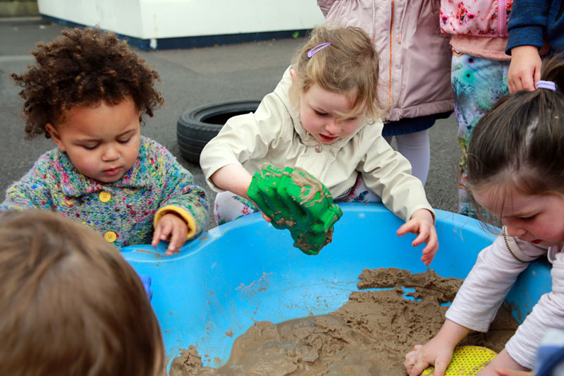 Playing in Sand Pit in Kids Korner Ballyhackamore